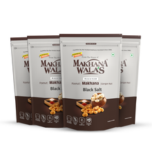 Black Salt Makhana roasted fox nuts by Makhanawalas packs