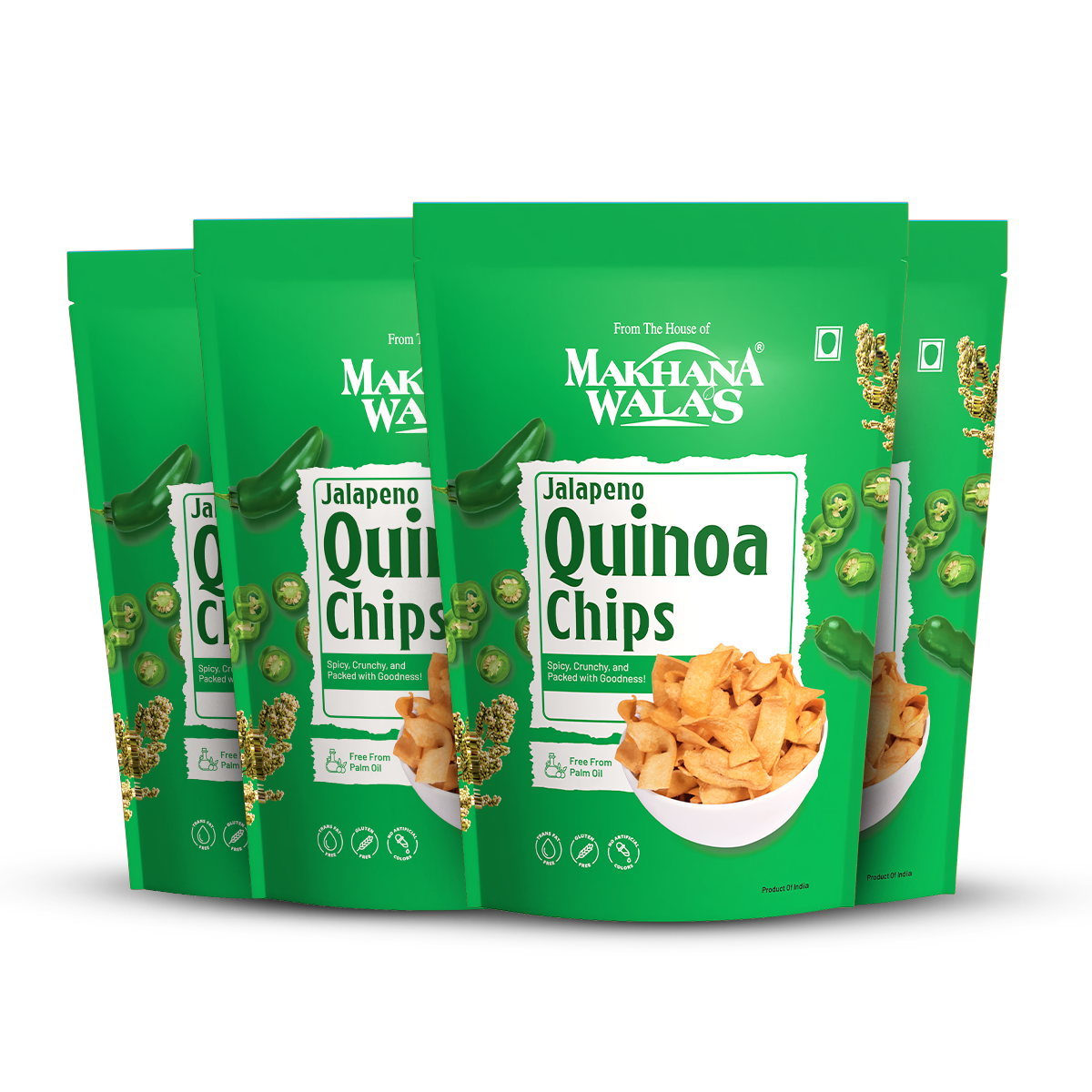 Jalapeno Quinoa Chips by Makhanawalas packs