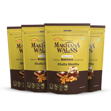 Khatta Meetha Makhana roasted fox nuts by Makhanawalas packs