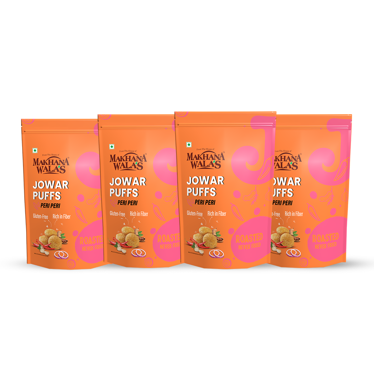 Peri Peri Jowar Puffs by Makhanawalas packs